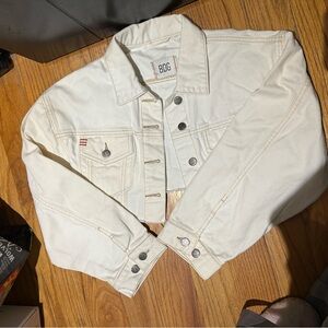 BDG White Cropped Denim Jacket